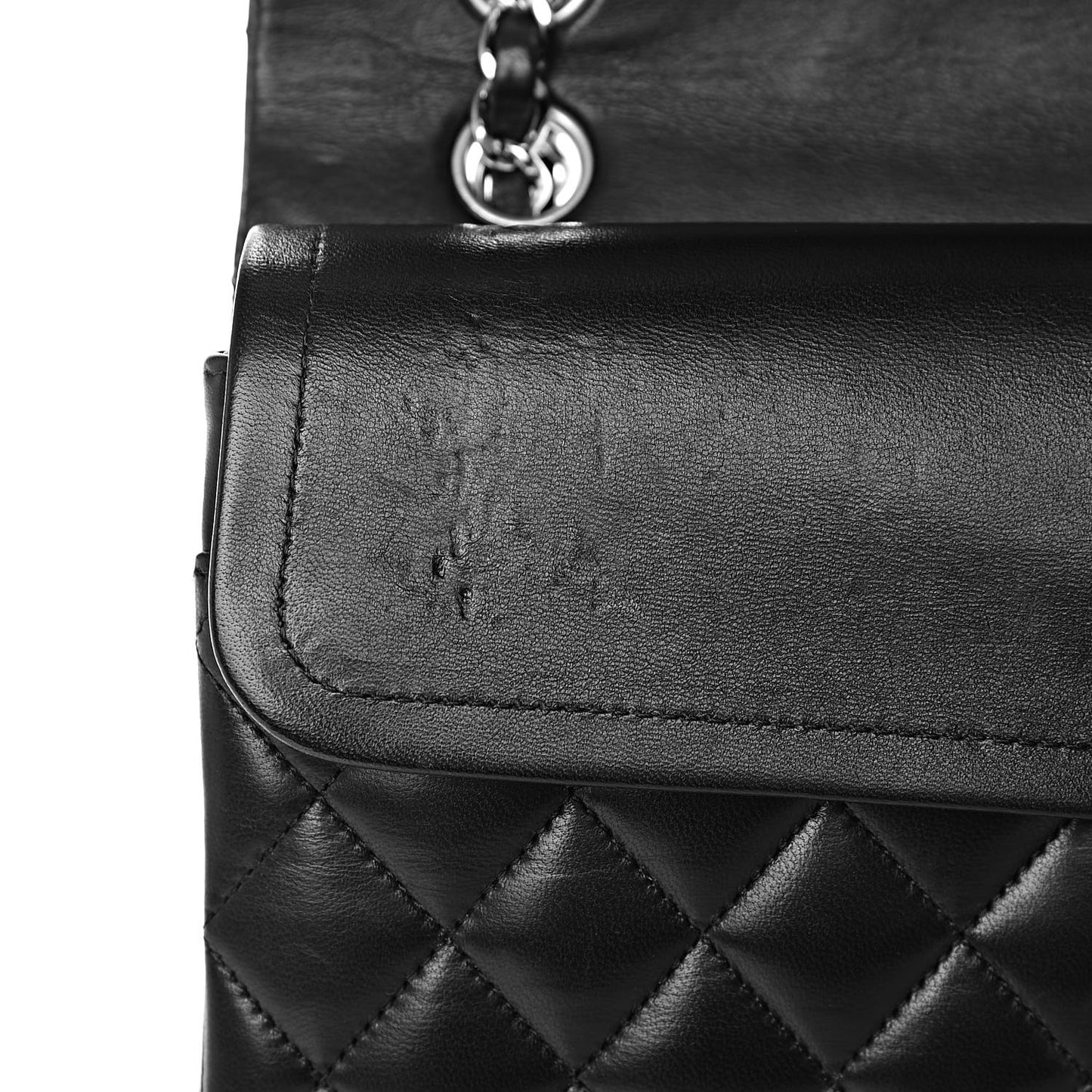 Lambskin Quilted Medium Double Flap Black