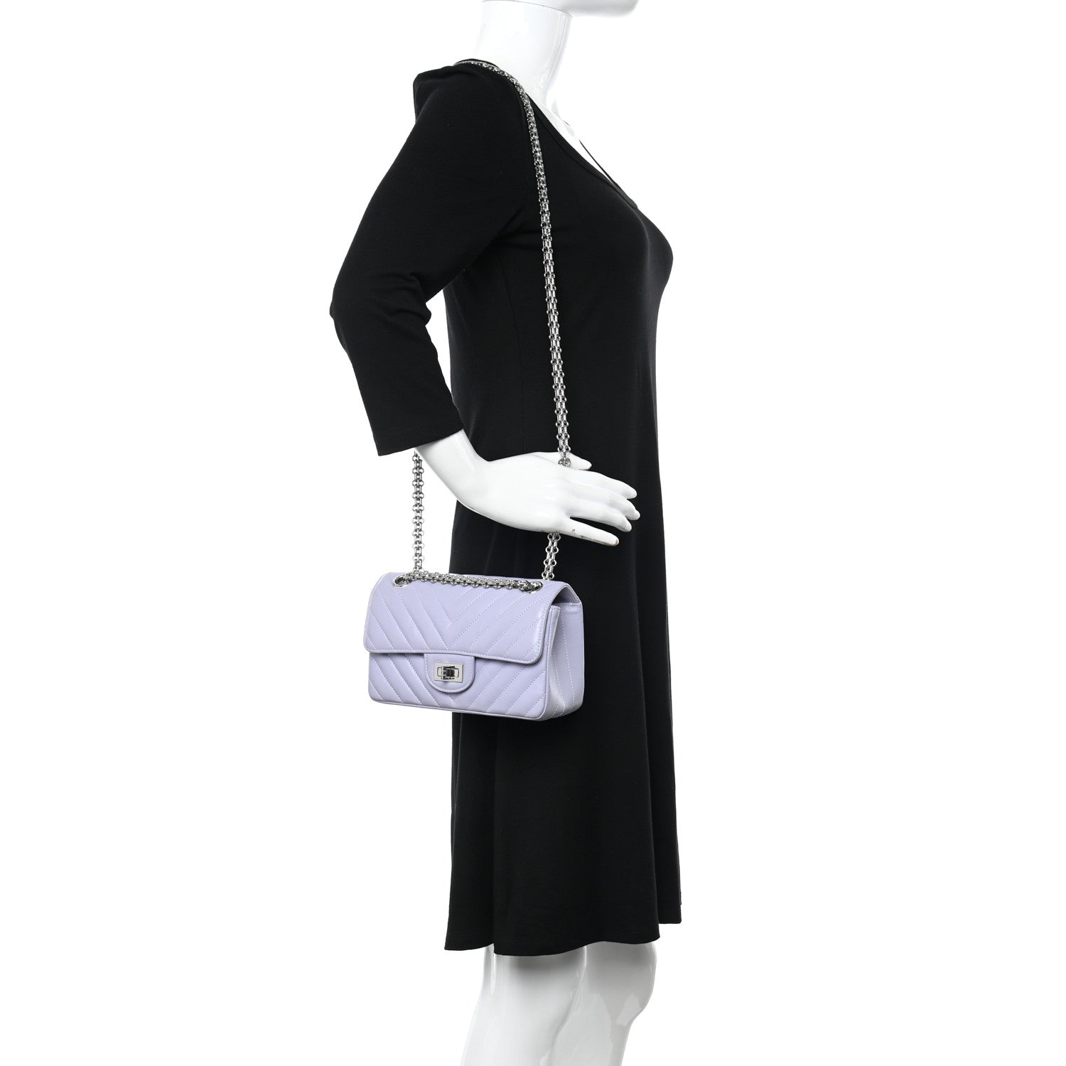 Chanel Aged Calfskin Chevron Quilted 2.55 Reissue Mini Flap Light Purple 2 of 13