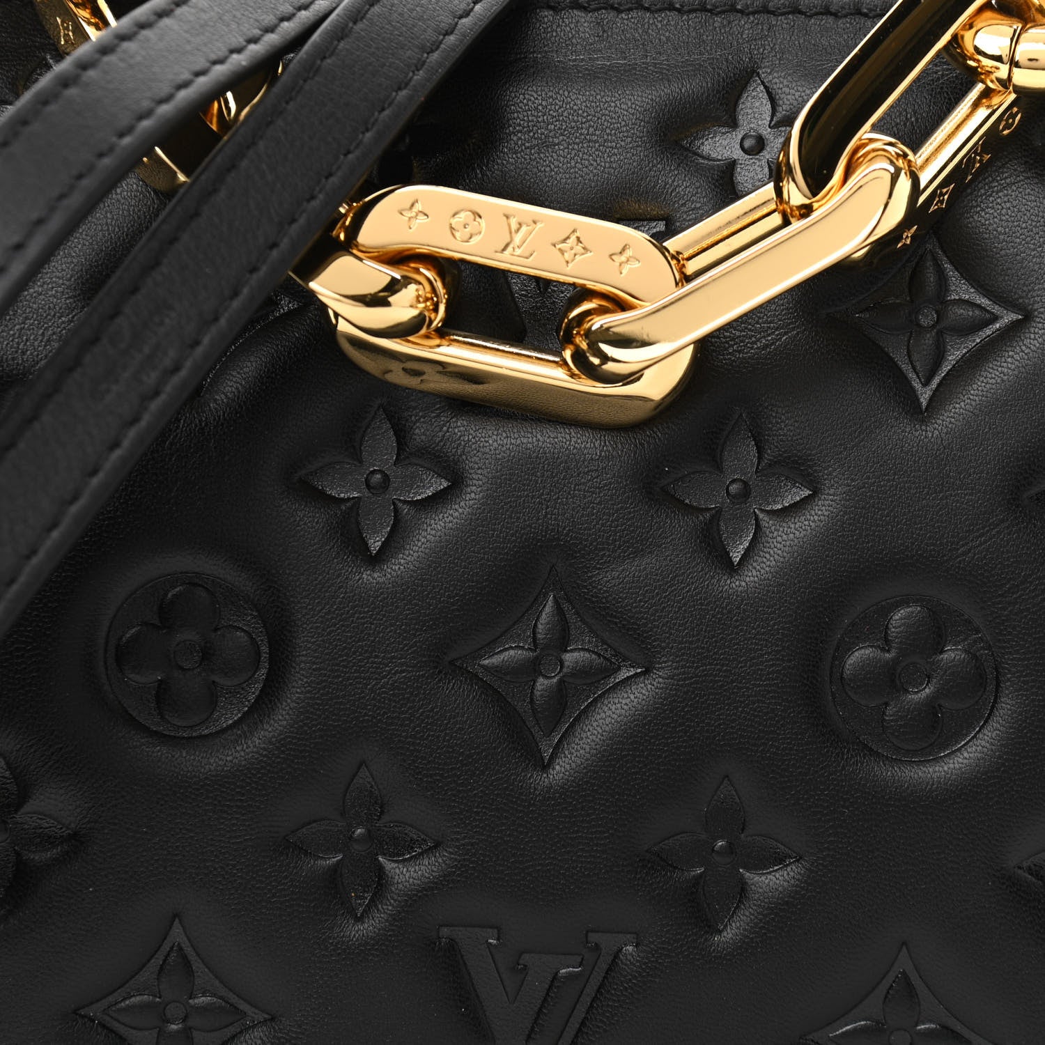 Louis Vuitton Lambskin Embossed Monogram Coussin BB Black 7 of 9