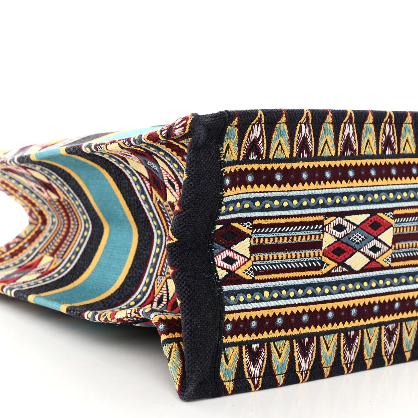 Canvas Embroidered Book Tote Blue Multicolor