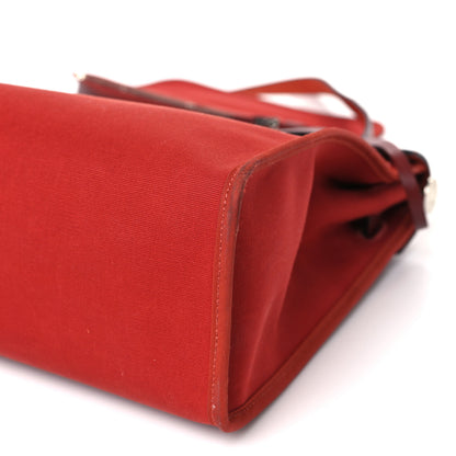 Hermes Military Toile Vache Hunter Herbag Zip 31 PM Rouge Grenat 10 of 10