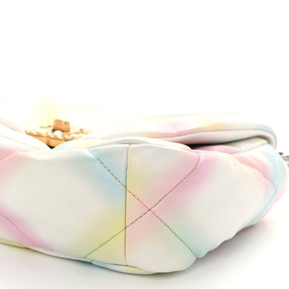 Chanel Printed Goatskin Quilted Medium Chanel 19 Flap White Multicolor 10 of 10