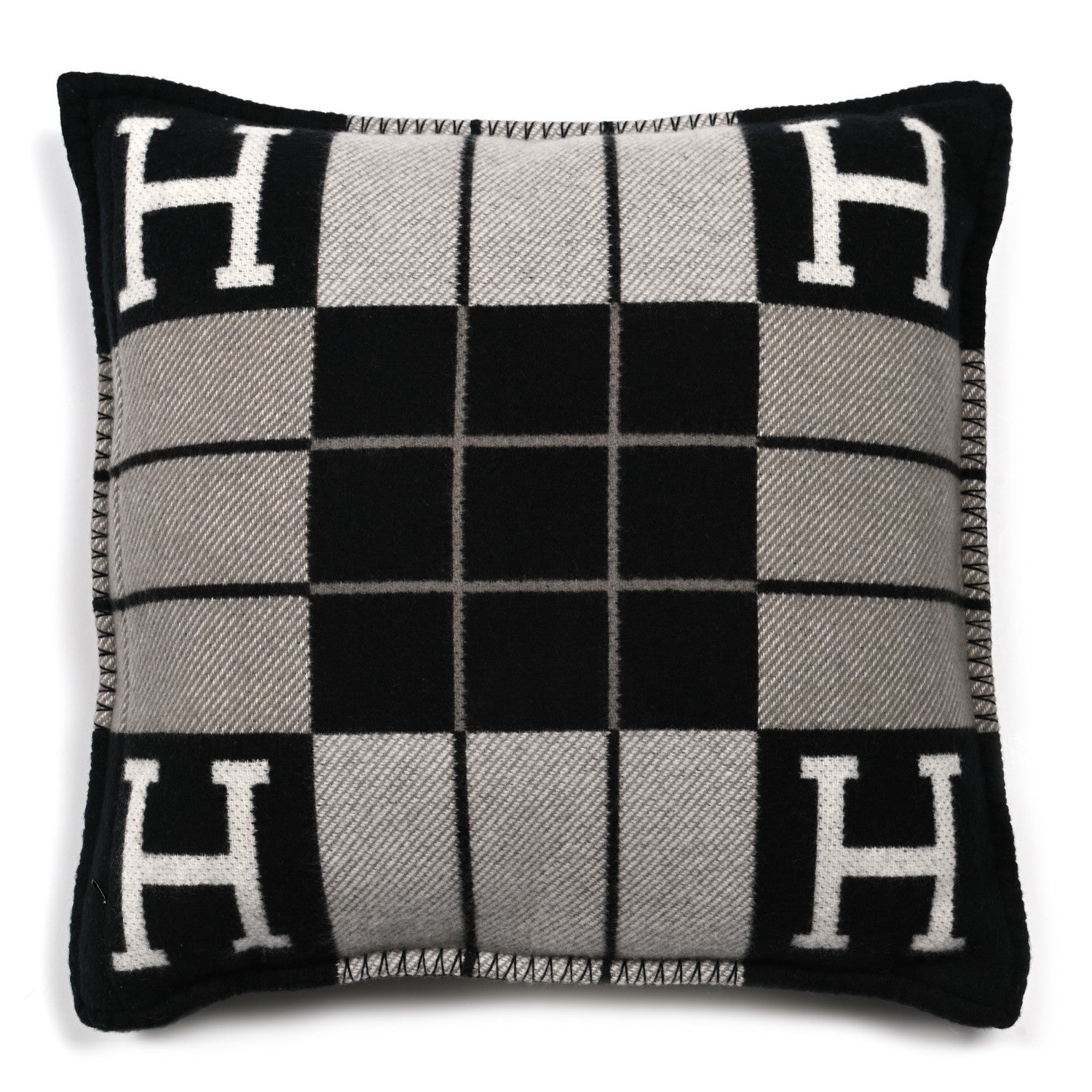 Hermes Wool Cashmere Avalon III Pillow PM Ecru Black 2 of 3