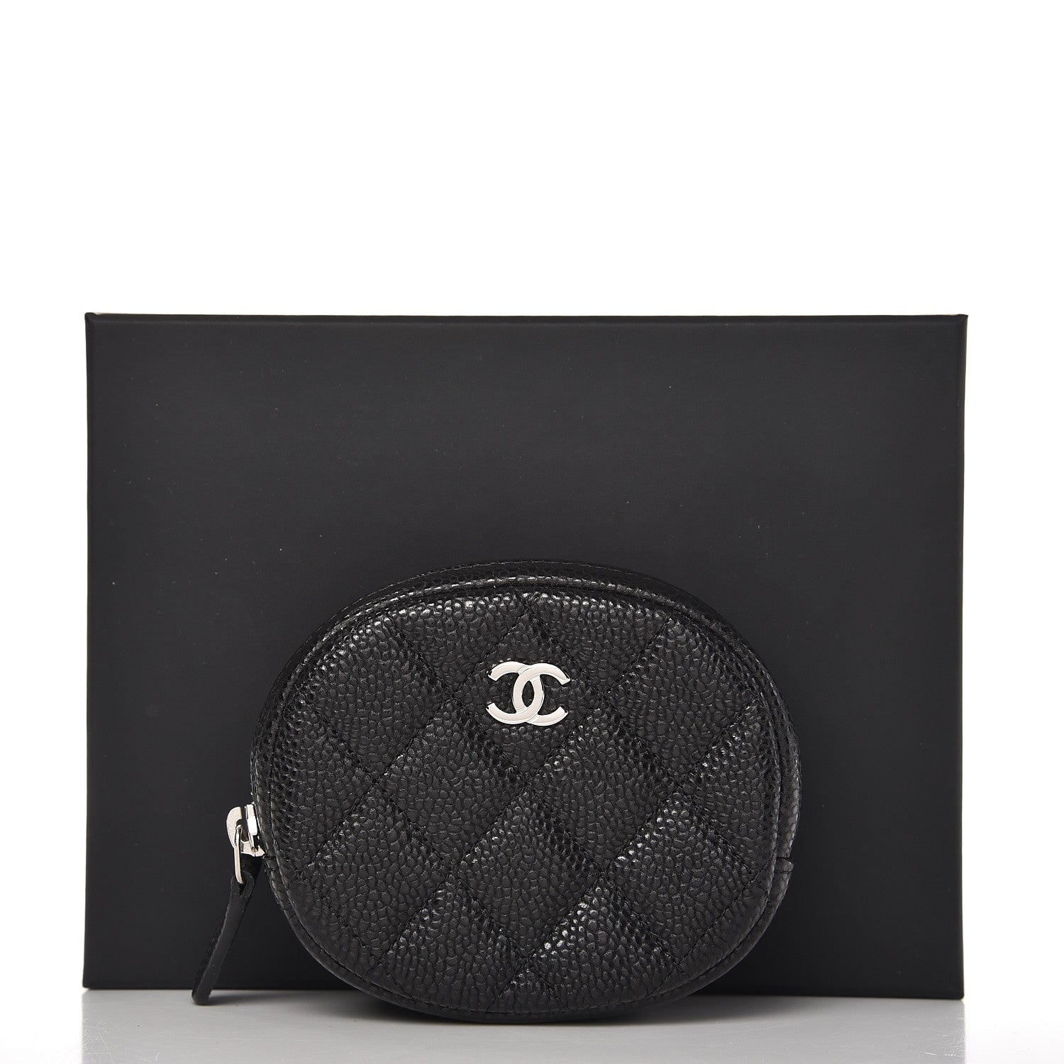 Chanel Metallic Caviar Quilted Zip Around Classic Coin Purse Black 8 of 8