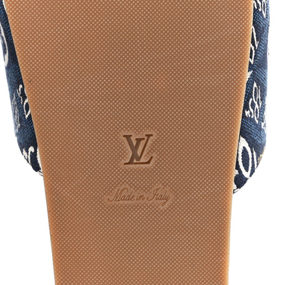 Louis Vuitton Canvas Since 1854 Jumbo Flatform Mule Sandals 40 Blue 6 of 8