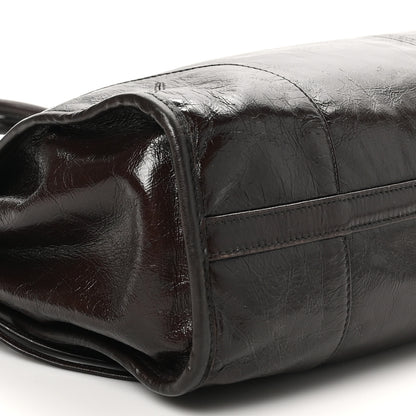 Prada Glossy Calfskin Triangle Large Bonnie Shoulder Bag Dark Brown 8 of 9