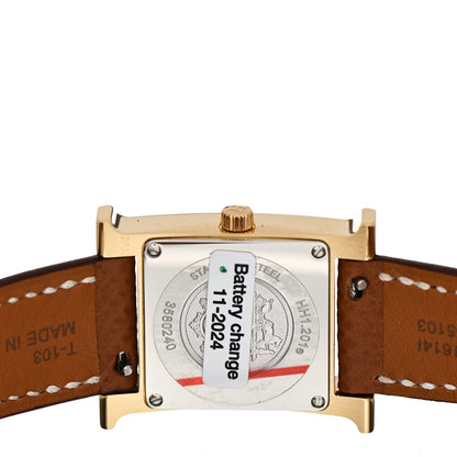 Hermes Stainless Steel Epsom 21mm Heure H Hour Quartz Watch Gold 4 of 5
