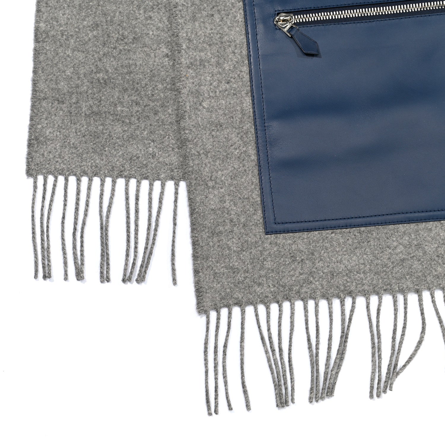 Hermes Cashmere Lambskin Pocket Muffler Gris Chine 3 of 4