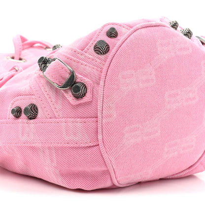 Balenciaga Washed Denim BB Monogram Le Cagole Bucket Bag XS Sweet Pink 9 of 10