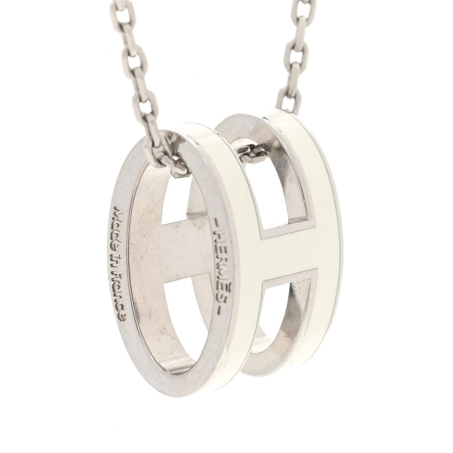 Lacquered Palladium Mini Pop H Pendant Necklace White