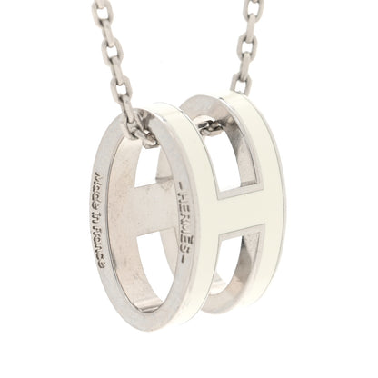 Hermes Lacquered Palladium Mini Pop H Pendant Necklace White 4 of 5