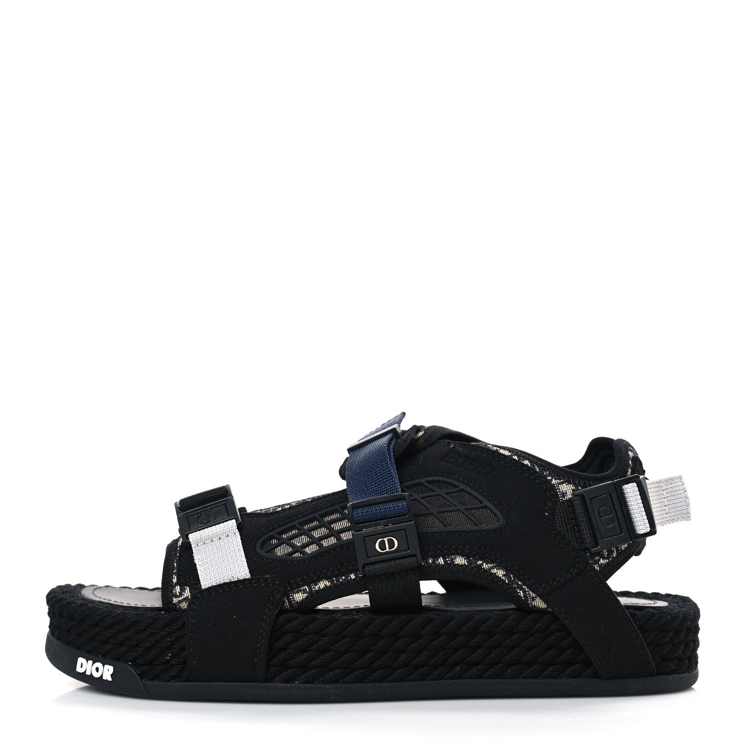 Christian Dior Technical Fabric Oblique Mens Atlas Sandals 40 Black Blue 1 of 8