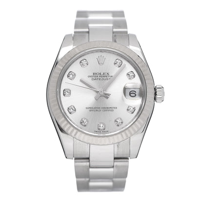 Rolex Stainless Steel 18K White Gold Diamond 31mm Oyster Perpetual Datejust Watch Silver 178274 1 of 8