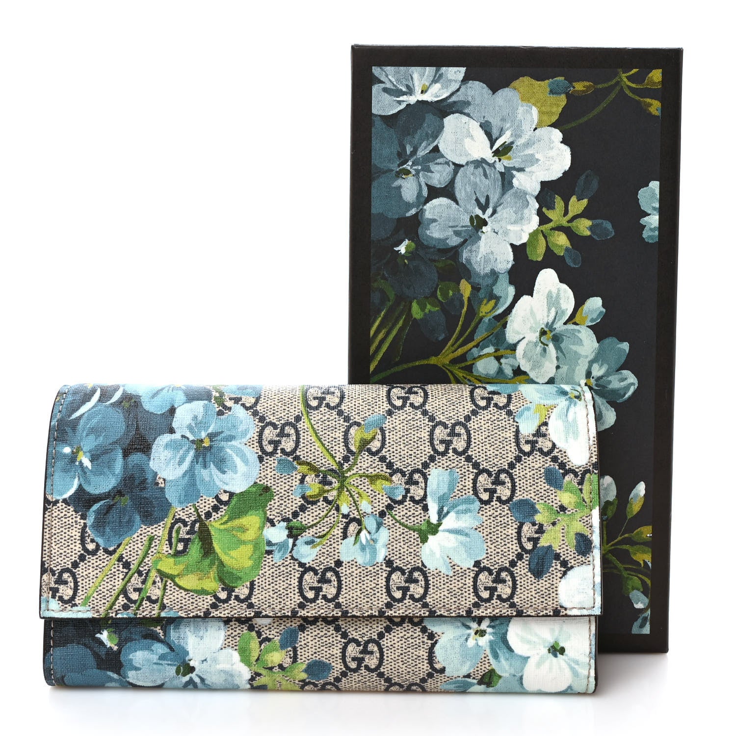 Gucci GG Supreme Monogram Blooms Continental Wallet Blue 7 of 7