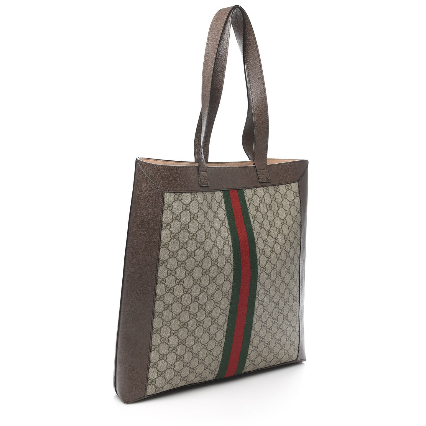 GG Supreme Monogram Web Large Ophidia Vertical Shopping Tote Brown