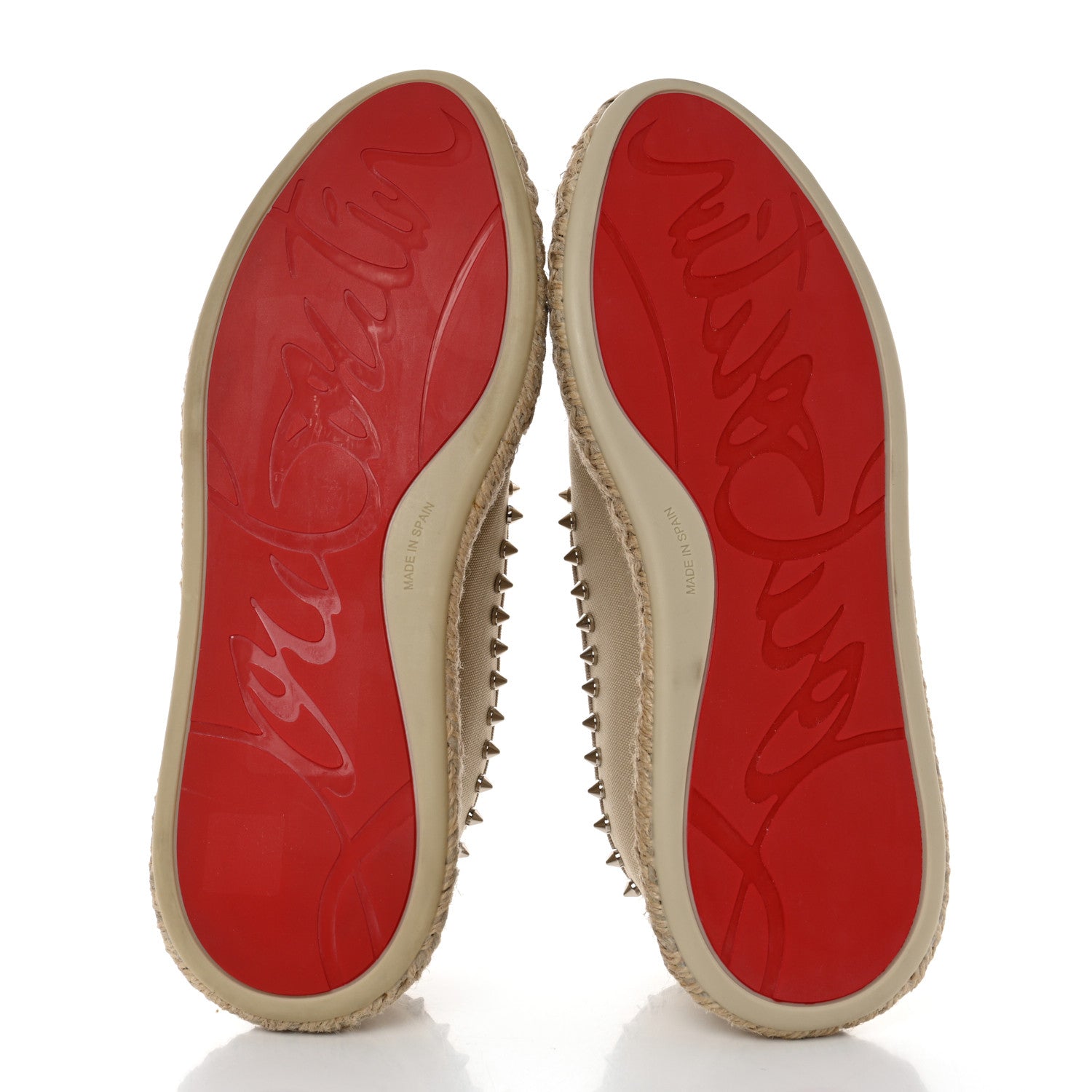 Christian Louboutin Canvas Espaboat Spikes Flat Espadrilles 39 Beige 5 of 10