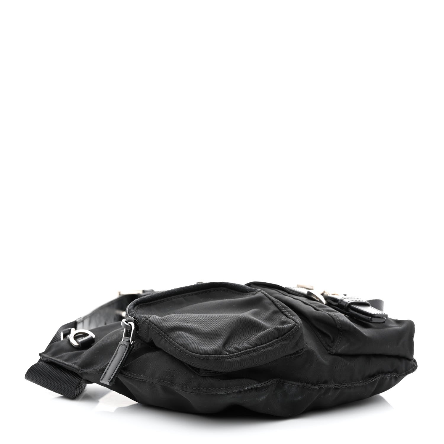 Prada Tessuto Nylon Soft Calfskin Sling Belt Bag Black 4 of 16