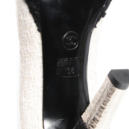 Chanel Tweed CC Pumps Black White 38 6 of 8