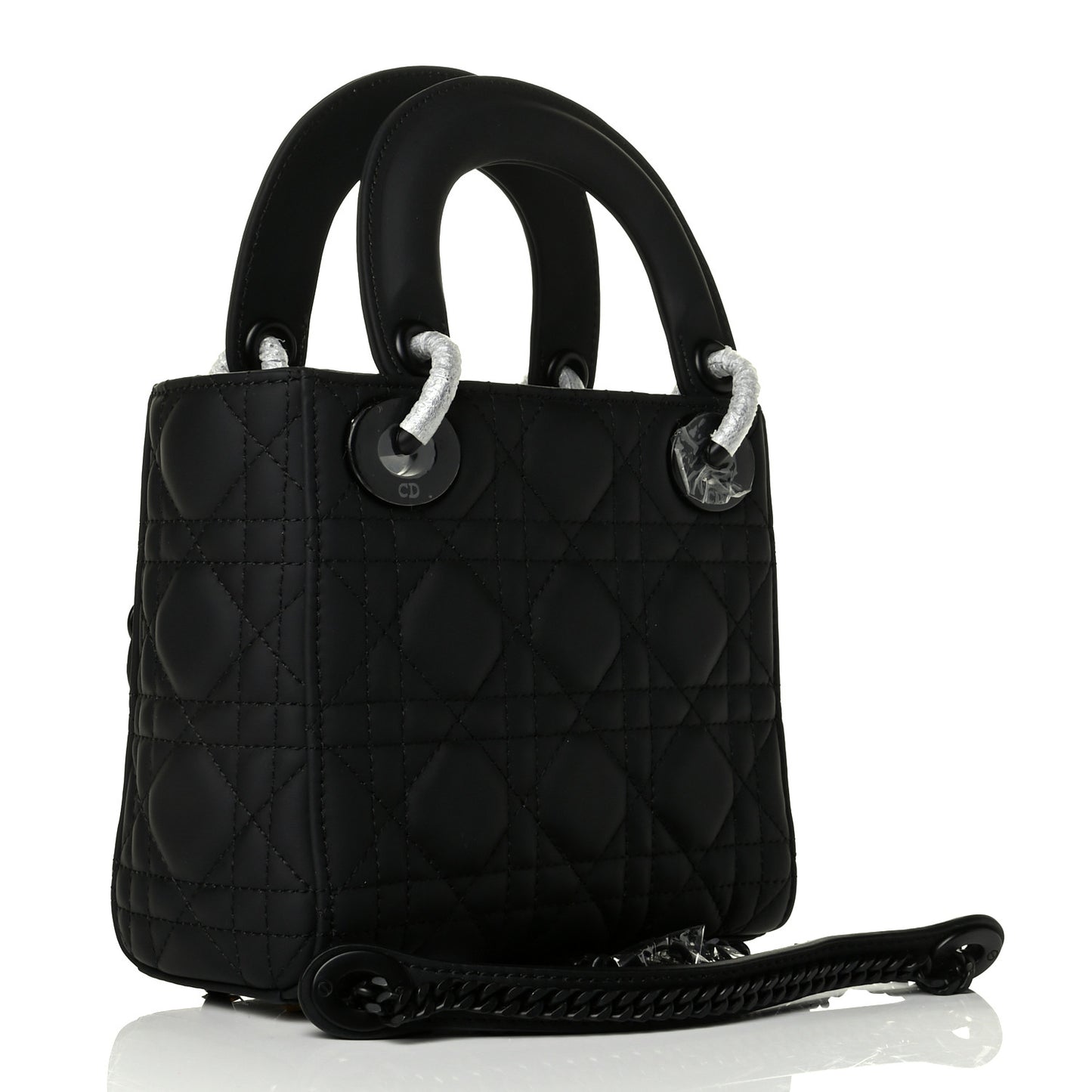 Ultra Matte Calfskin Cannage Mini Lady Dior Black