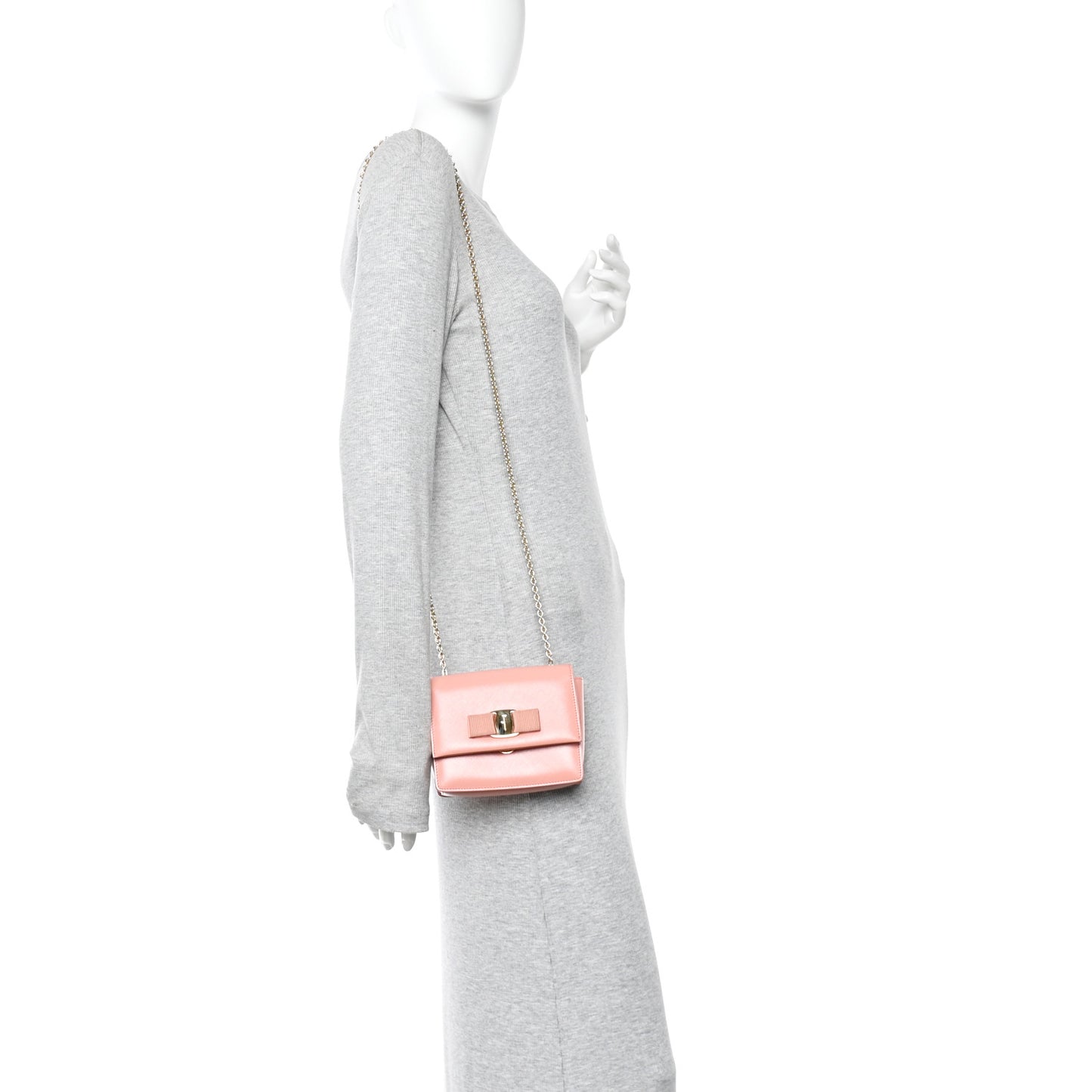Hammered Calfskin Mini Vara Bow Crossbody Bag Pink