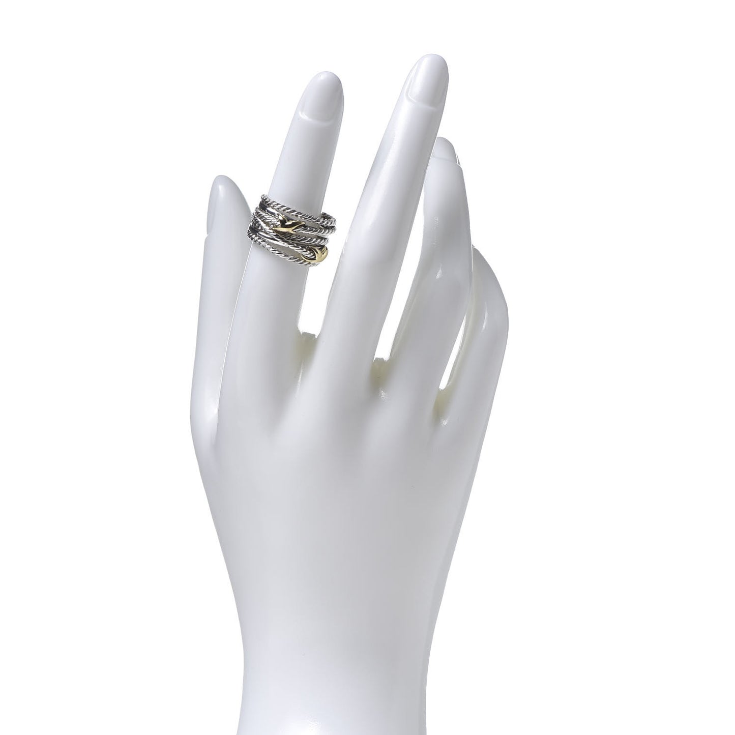Sterling Silver 18K Yellow Gold Double X Crossover Ring 51 5.75