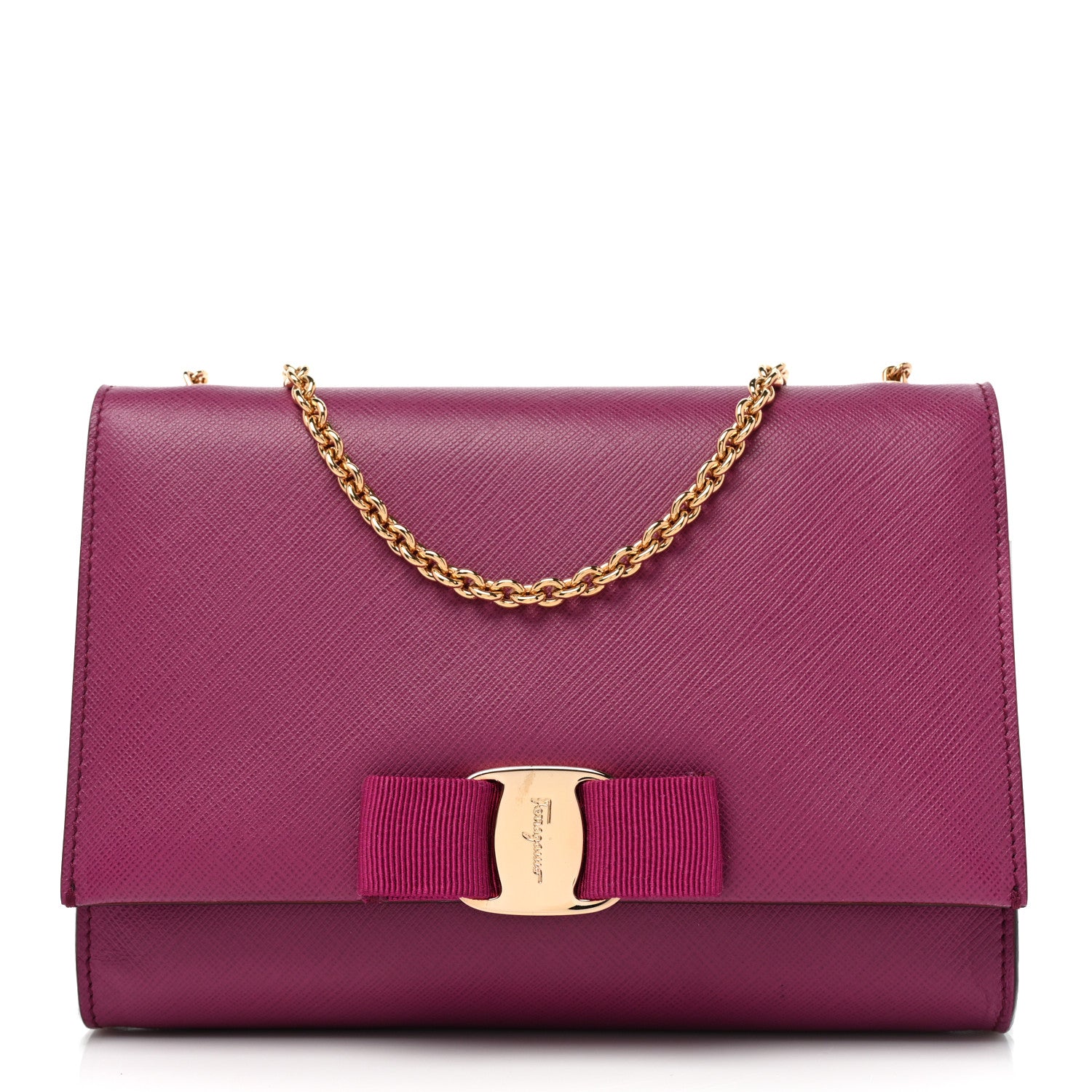 Salvatore Ferragamo Calfskin Mini Miss Vara Bow Chain Bag Sangria 1 of 11