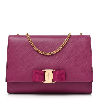 Salvatore Ferragamo Calfskin Mini Miss Vara Bow Chain Bag Sangria 1 of 11