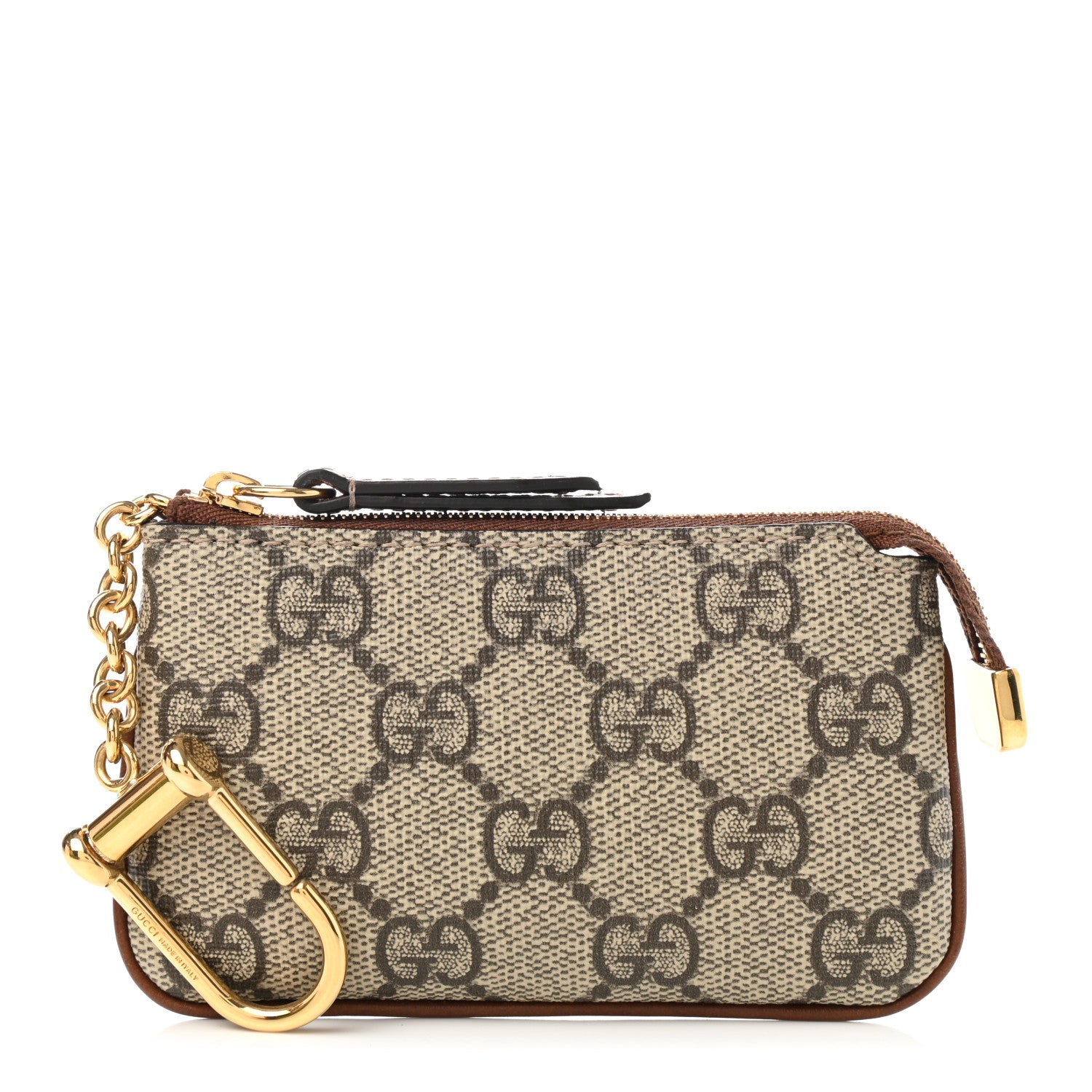 Gucci GG Supreme Monogram Key Case Beige Ebony Cuir 1 of 8