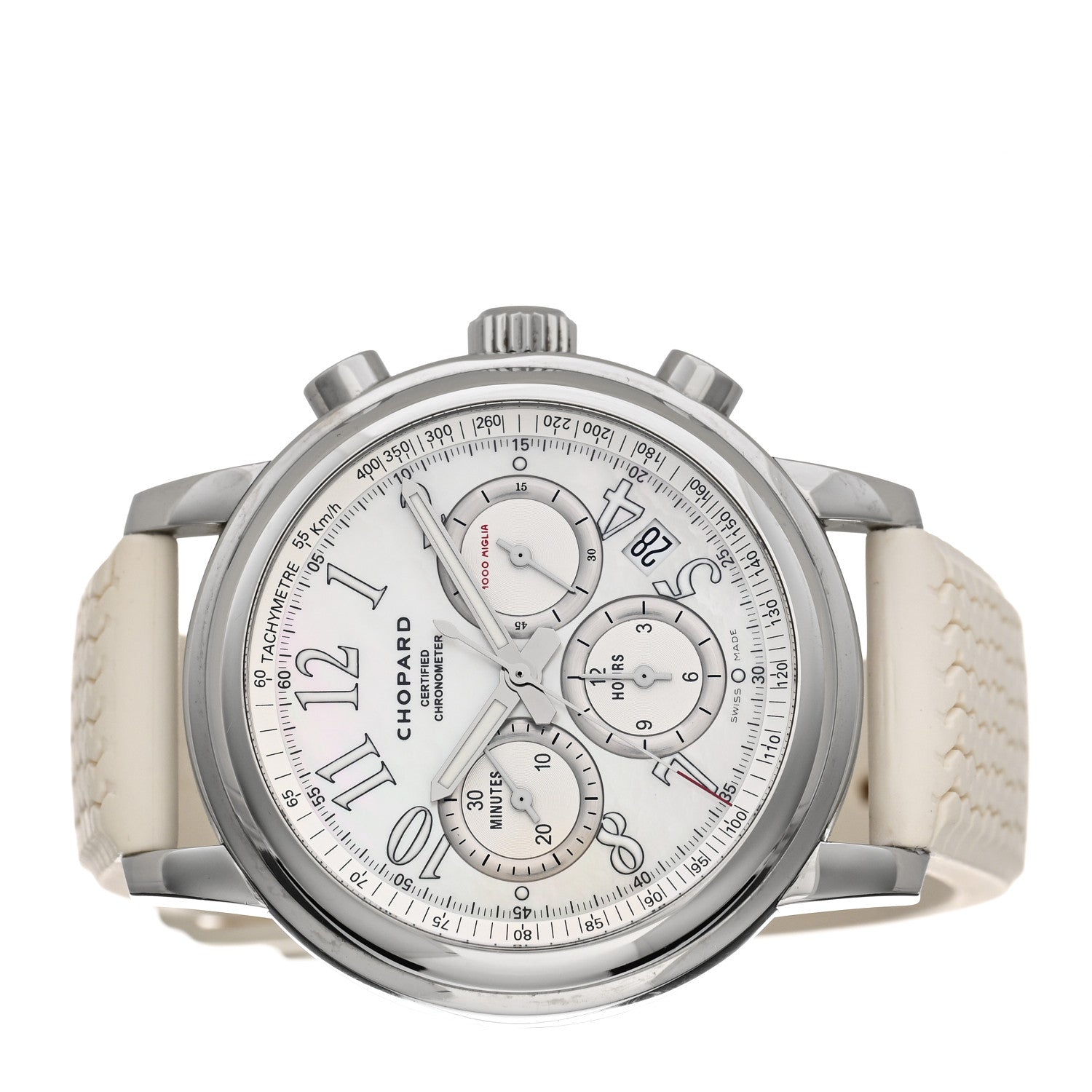 Chopard Stainless Steel Rubber Mother of Pearl 42mm 1000 Mille Miglia Chronograph Automatic Watch 2 of 5