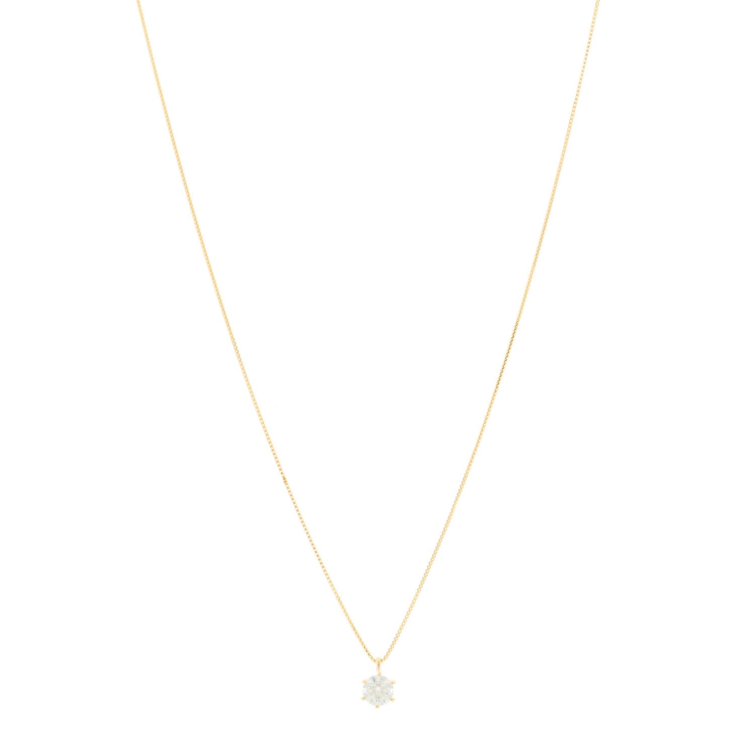 Parker & West by FASHIONPHILE 18K Yellow Gold Diamond .42ct Solitaire Pendant Necklace 1 of 6