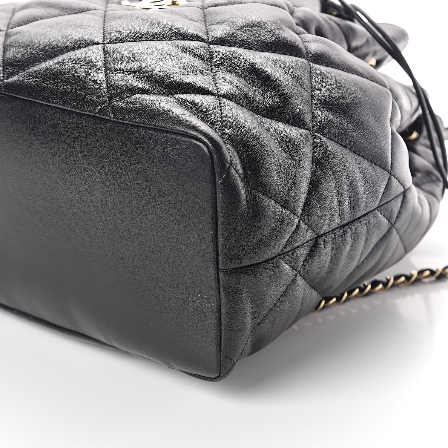 Chanel Lambskin Quilted Drawstring Backpack Black 9 of 9