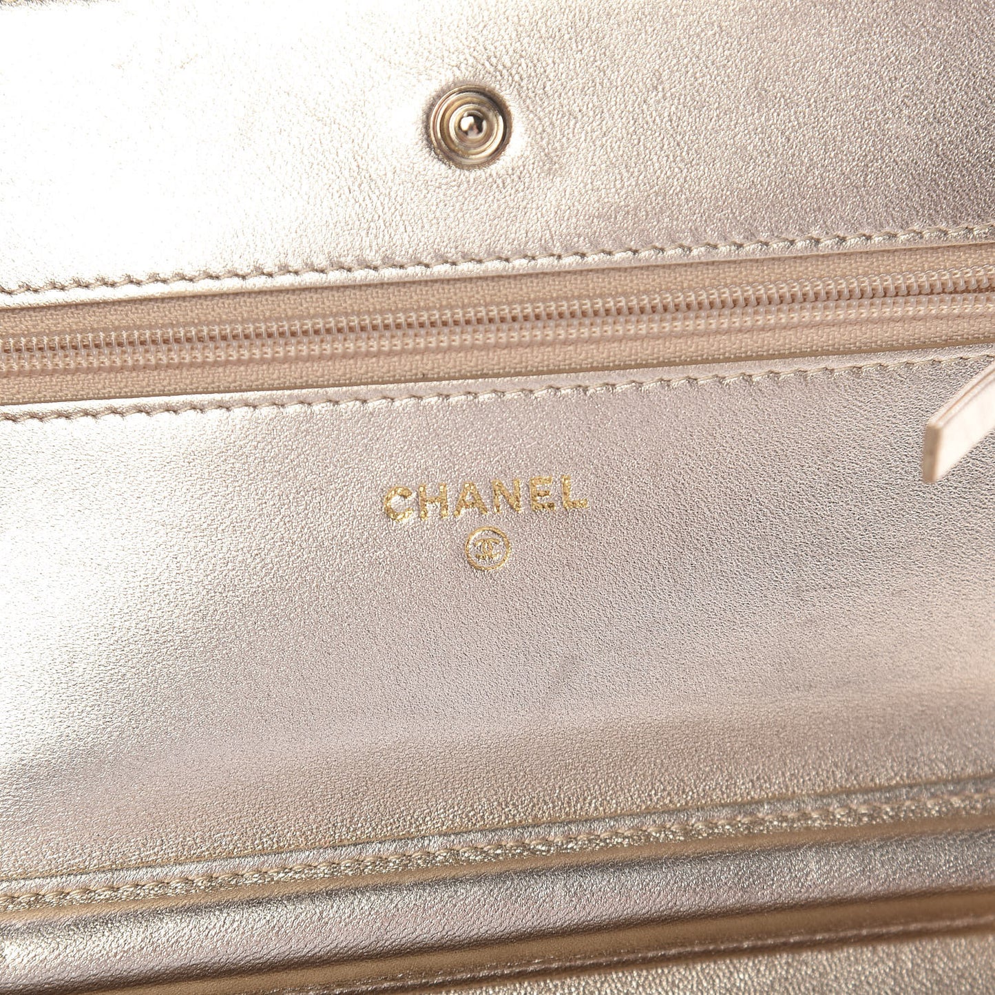 Lambskin Quilted Wallet On Chain WOC Light Gold
