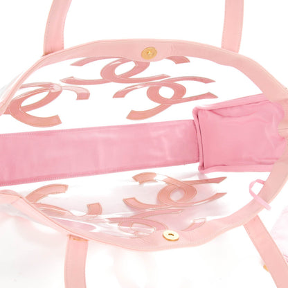 Chanel Vinyl Patent CC Logo Beach Tote Pink 6 of 9