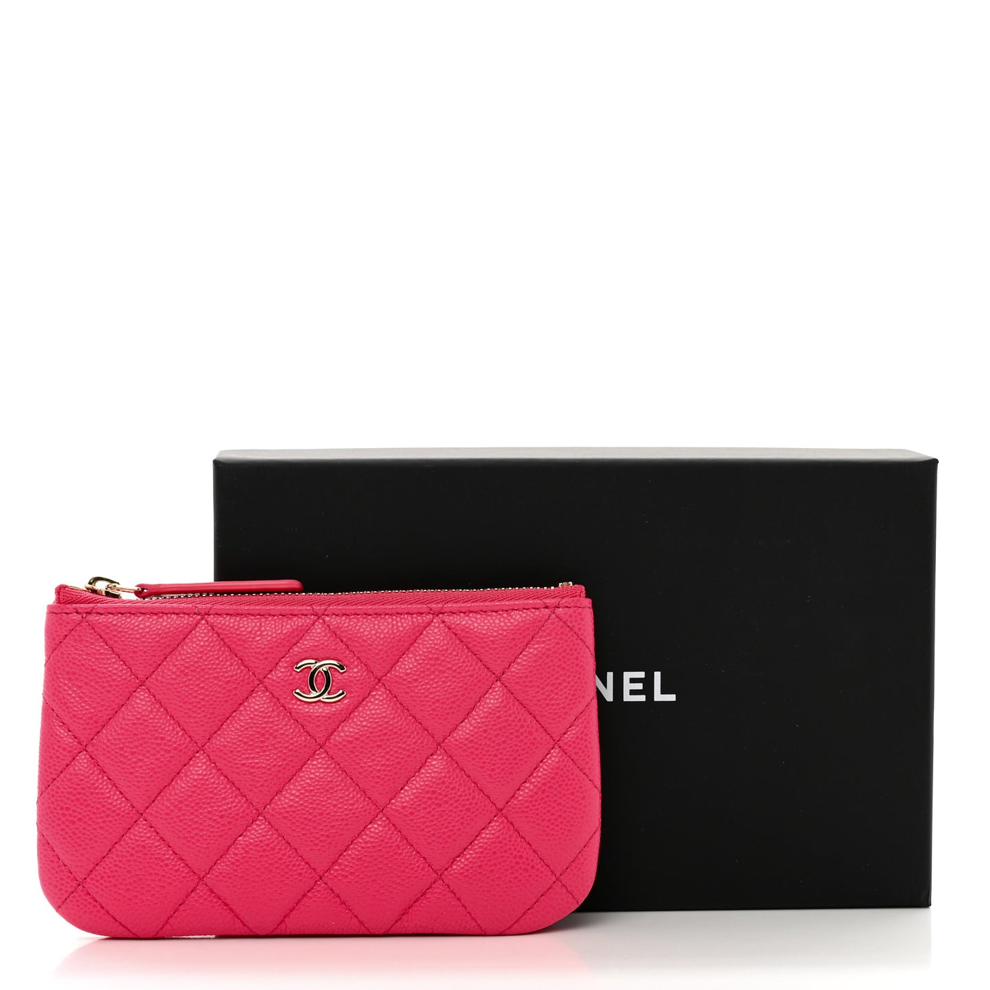 Caviar Quilted Small Cosmetic Case Pink