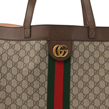 Gucci GG Supreme Monogram Web Ophidia Tote Brown 8 of 15