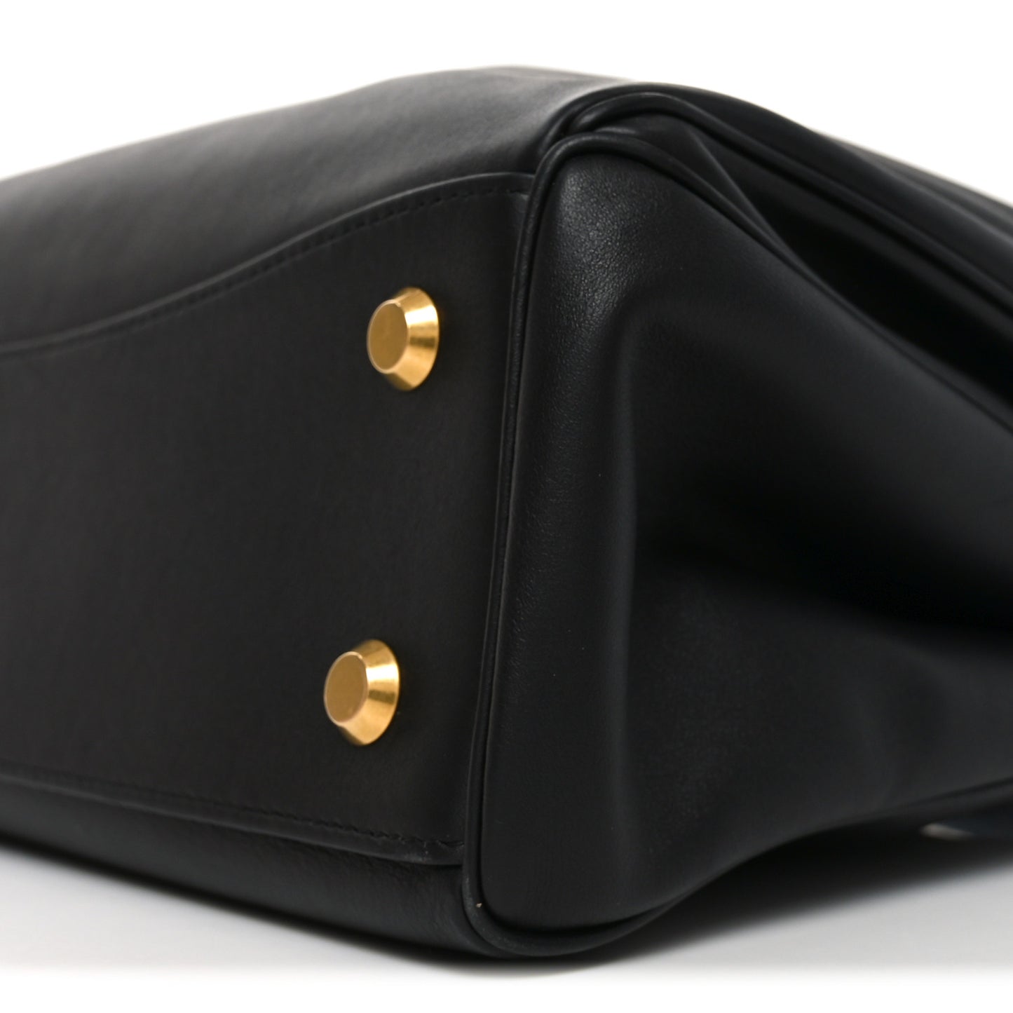 Natural Smooth Calfskin Medium Rodeo Top Handle Handbag  Black