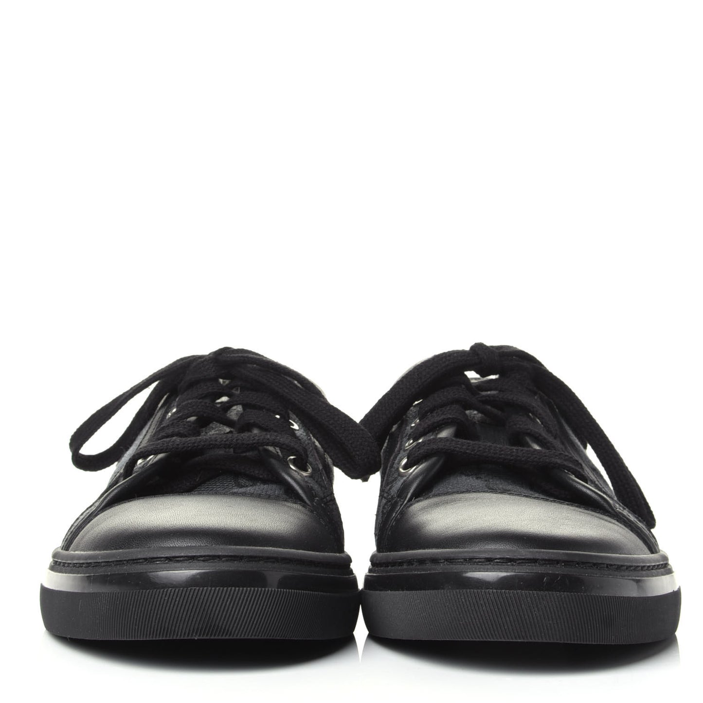 GG Monogram Calfskin Womens Low Top Sneakers 36.5 Piombo Black