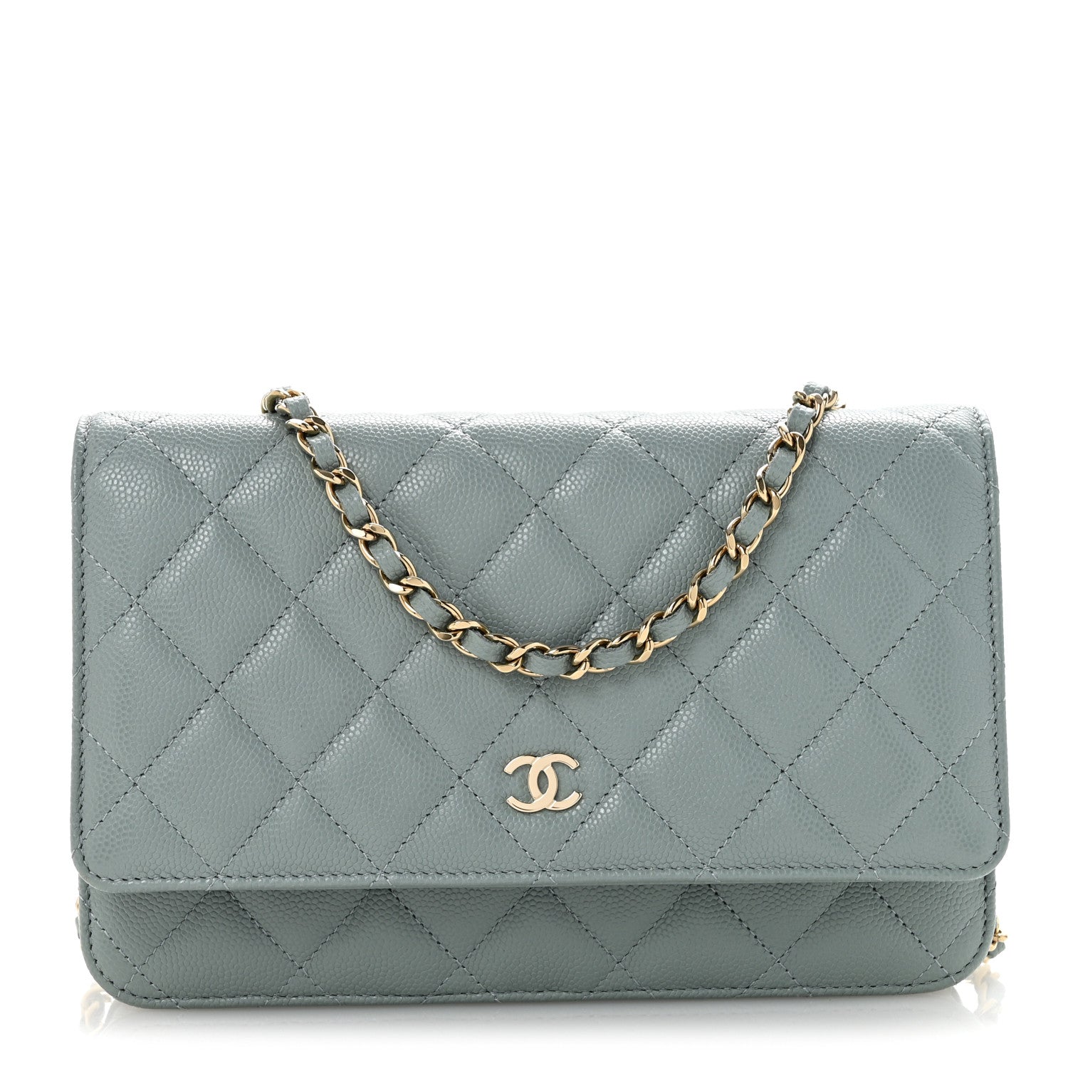 Chanel Caviar Quilted Wallet on Chain WOC Light Blue 1 of 11