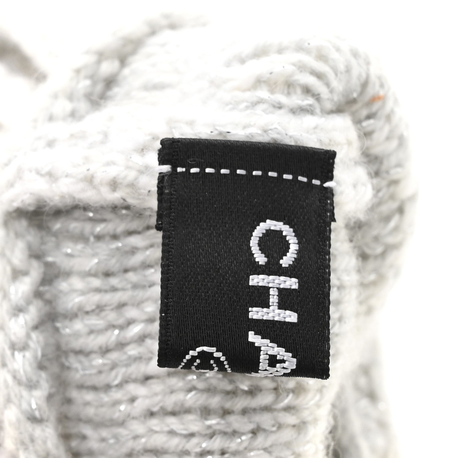 Chanel Metallic Cashmere Viscose CC Fingerless Gloves Grey 3 of 4