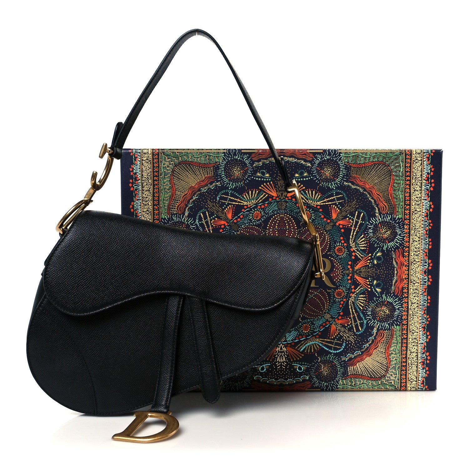 Christian Dior Grained Calfskin Saddle Bag Black 11 of 11