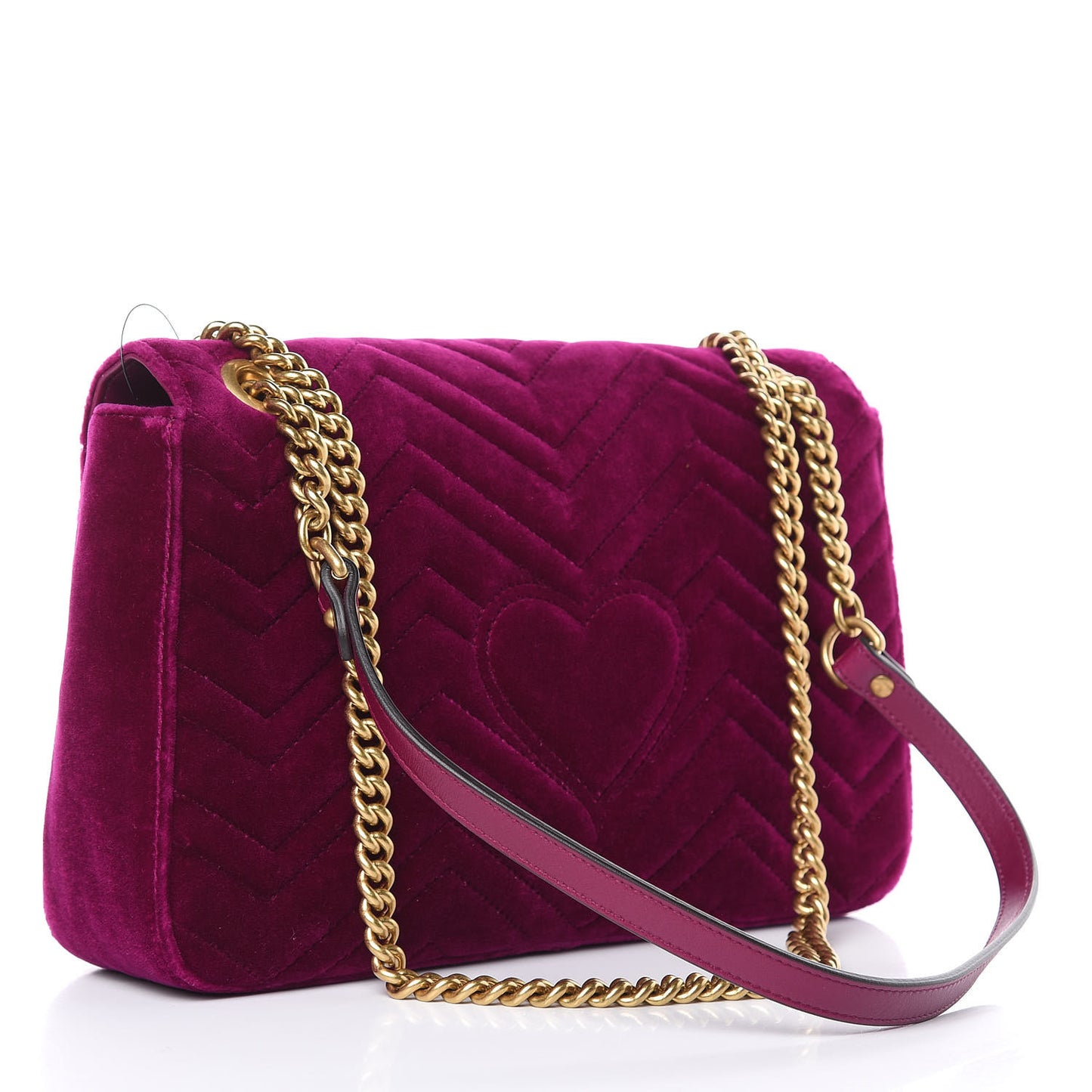 Velvet Matelasse Medium GG Marmont Shoulder Bag Fuchsia Violet Cyclamen