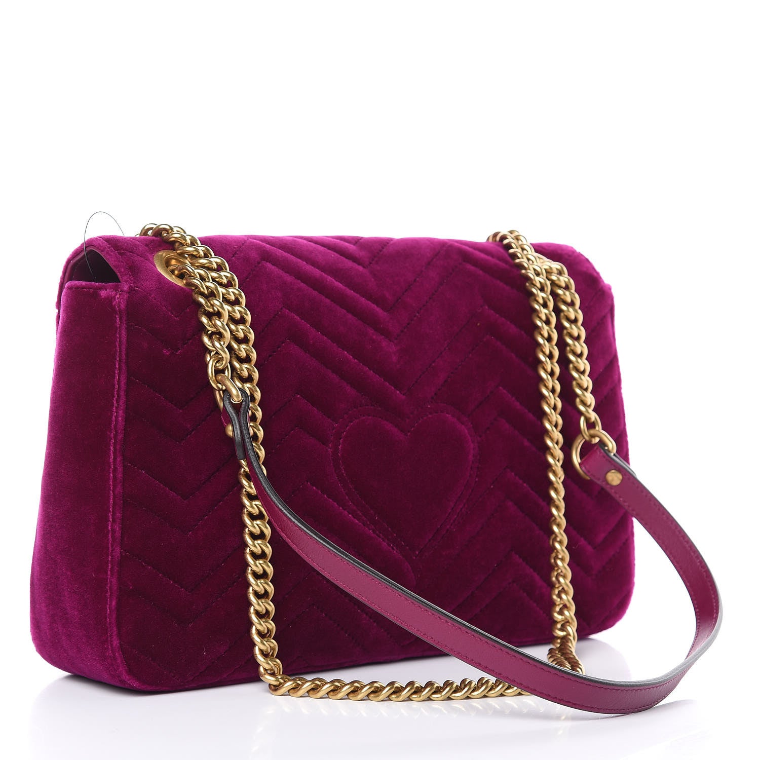 Gucci Velvet Matelasse Medium GG Marmont Shoulder Bag Fuchsia Violet Cyclamen 3 of 11