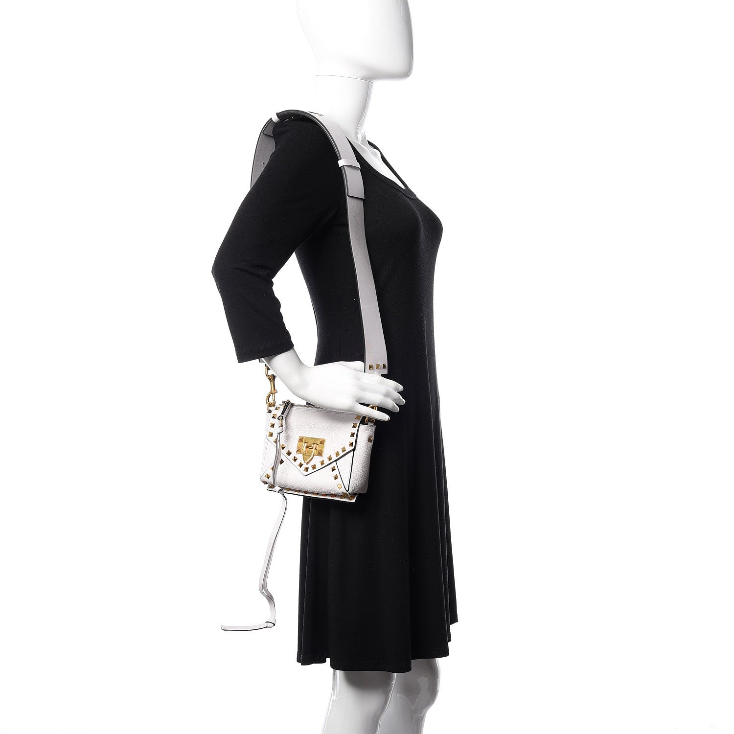 Valentino Garavani Grainy Calfskin Small Rockstud Hype Shoulder Bag White 2 of 10