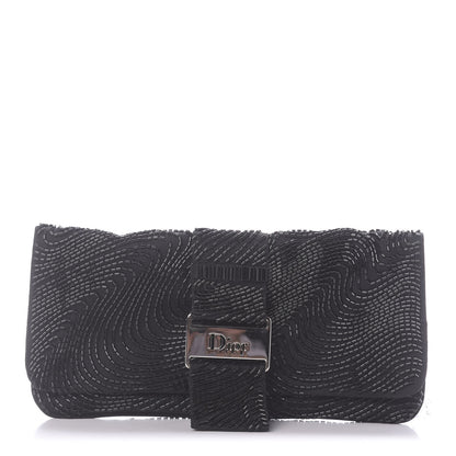 Christian Dior Satin Beaded Flap Clutch Black 1 of 10