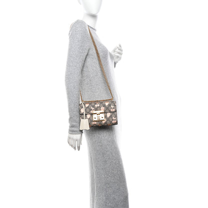 Gucci GG Supreme Monogram Berry Textured Dollar Calfskin Small Padlock Shoulder Bag Beige Ebony Light Copper Mystic White 2 of 10