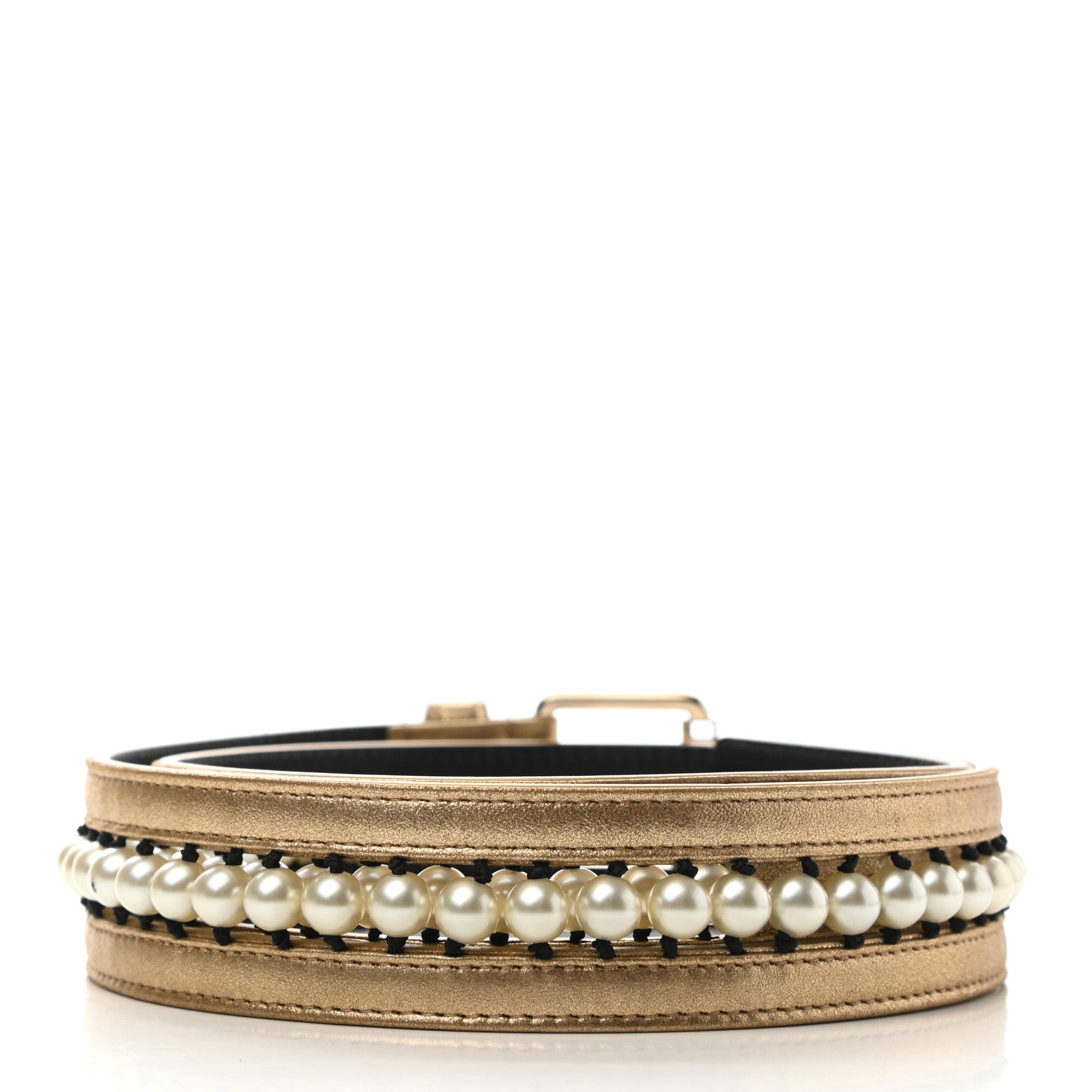 Chanel Metallic Lambskin Pearl CC Belt 80 32 Gold 2 of 5