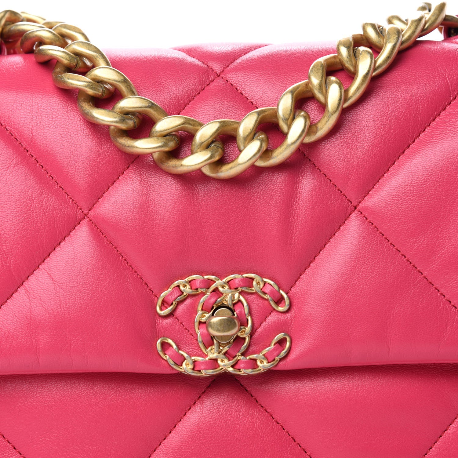 Chanel Goatskin Quilted Large Chanel 19 Flap Dark Pink 10 of 10