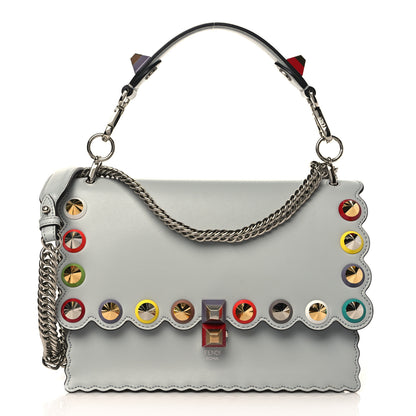 Fendi Vitello Liberty Scalloped Spike Studded Kan I Shoulder Bag Grigio Perla Multicolor 1 of 8