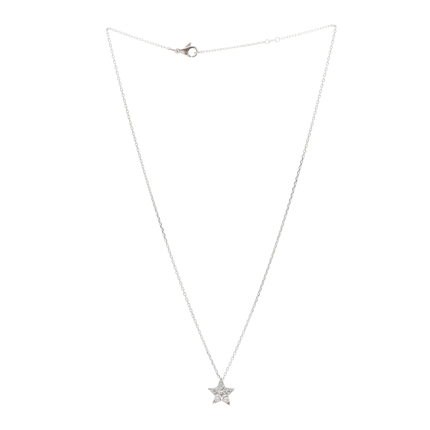 18K White Gold Diamond Small Comete Geode Pendant Necklace