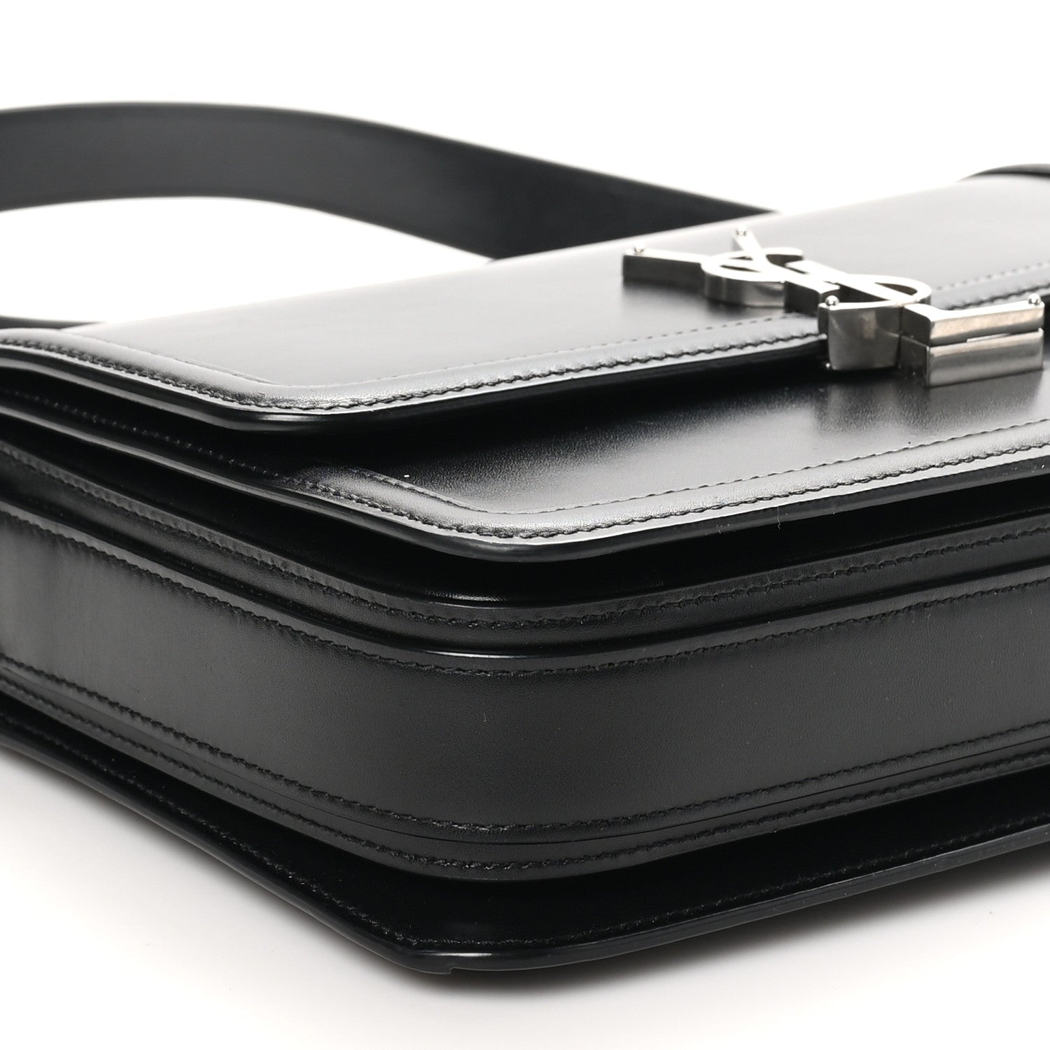Saint Laurent Box Calfskin Monogram Medium Solferino Satchel Black 9 of 10